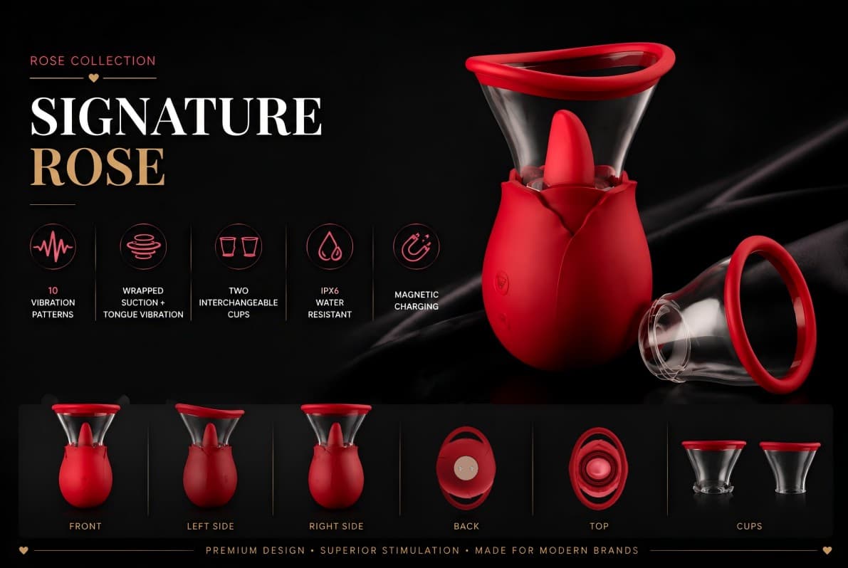 Signature Rose wrapped suction and tongue vibration product